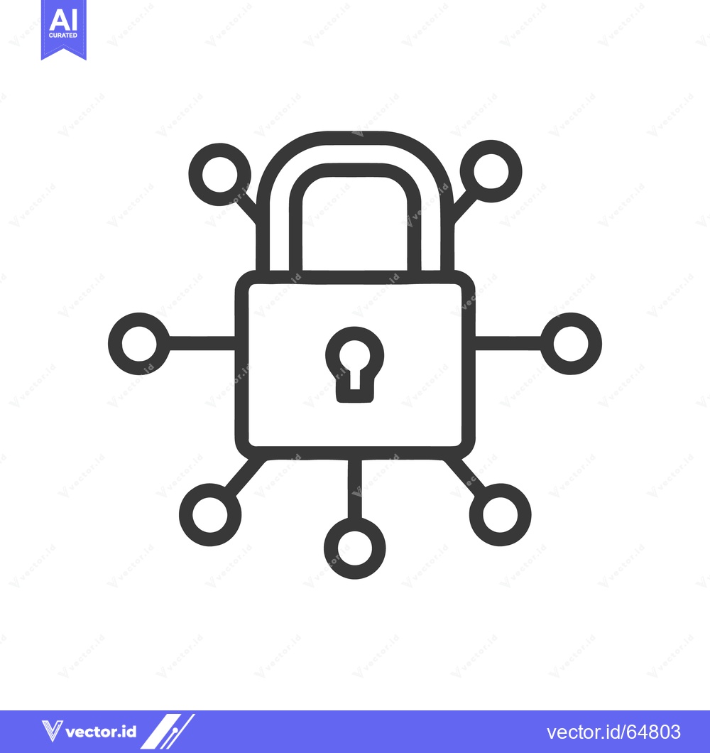 Premium Vector dari Secure Network: Padlock with Connected Nodes, Data Protection Icon