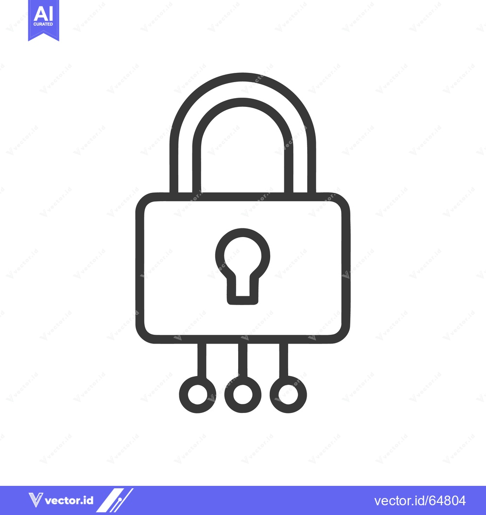 Premium Vector dari Digital Security Lock Icon with Network Connection Points