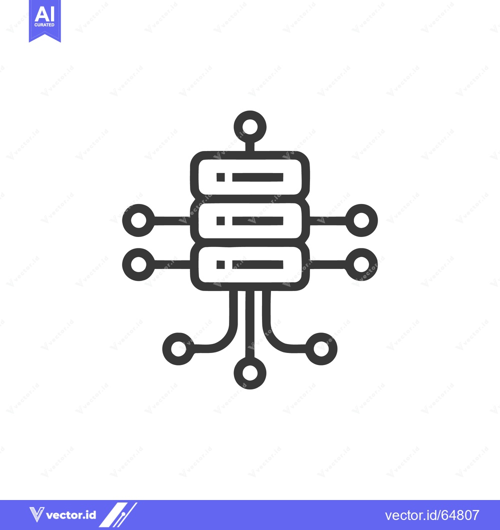 Premium Vector dari Minimalist Data Server Icon with Network Connections on White Backgrou
