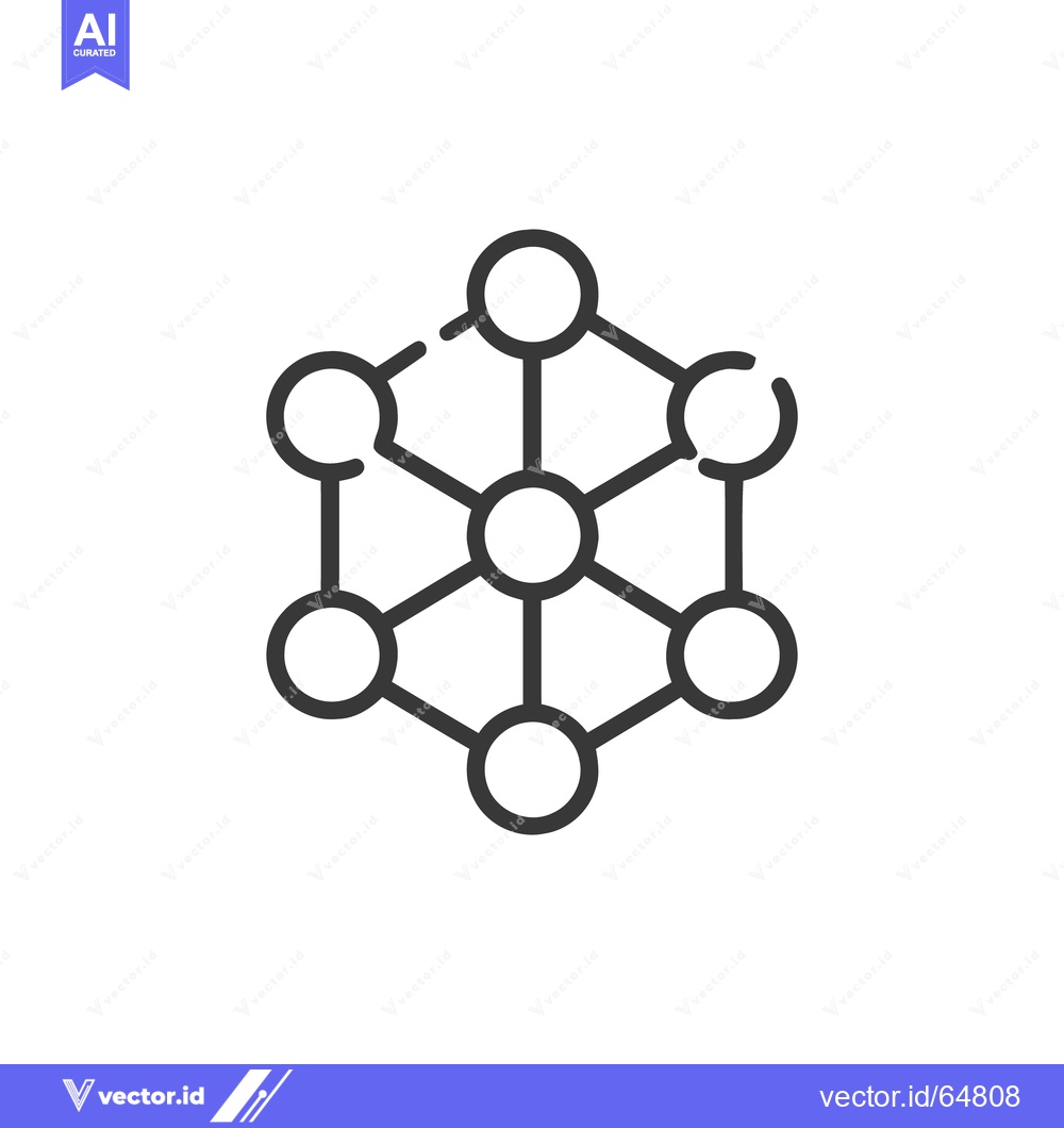 Premium Vector of Minimalist Molecular Structure Icon: Interconnected Circles and Lines