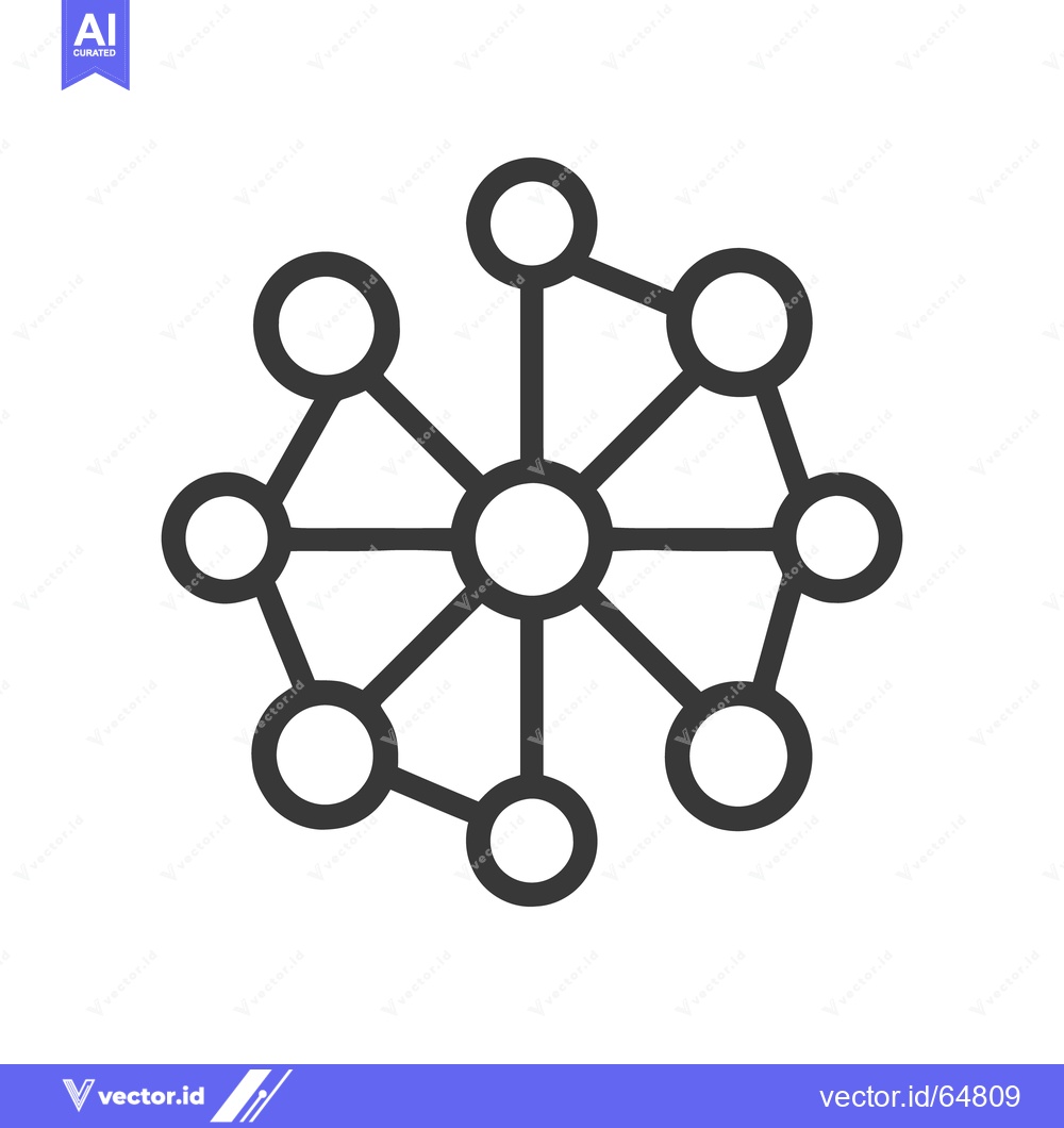Premium Vector dari Minimalist Network Icon: Interconnected Circles with Lines on White