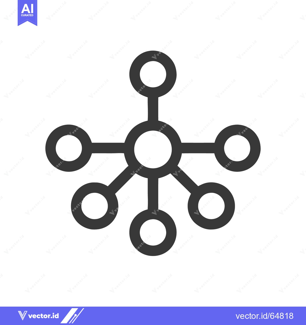 Premium Vector dari Minimalist Network Icon: Central Node with Connected Circles in Dark G