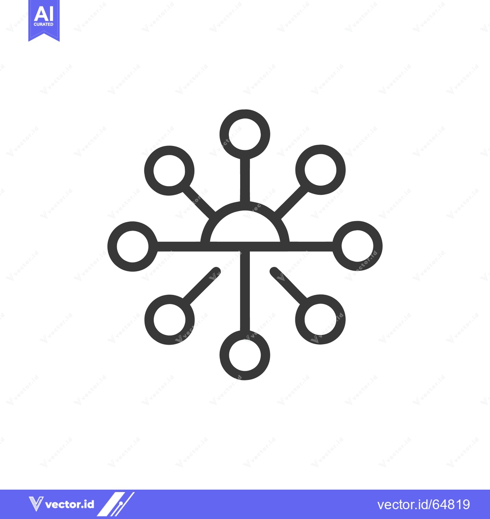 Premium Vector dari Network Connection Icon: Central Node with Circular Connections, Minim