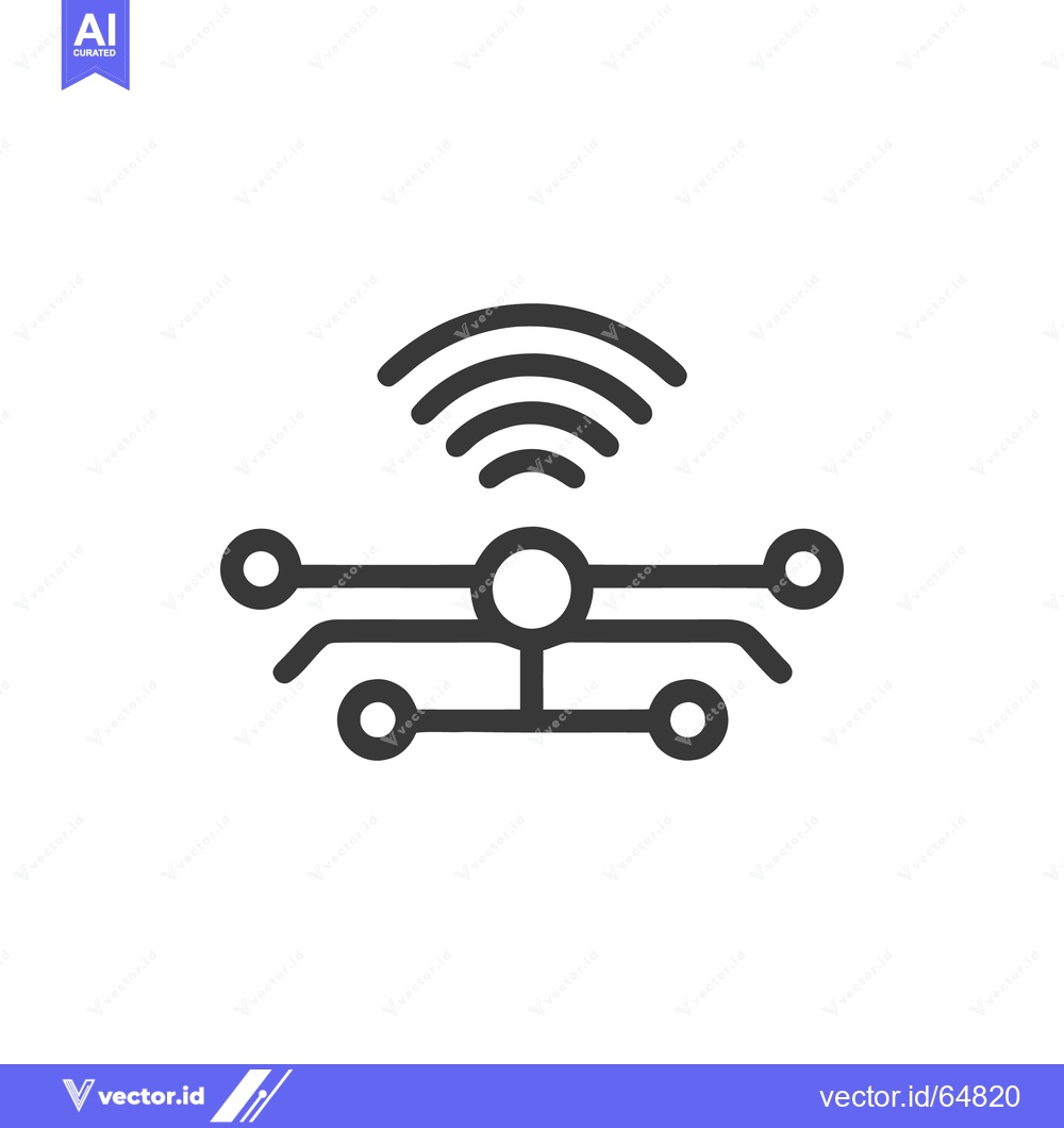 Premium Vector of Minimalist Icon: Wireless Network Chip with Clean Lines and Modern Des