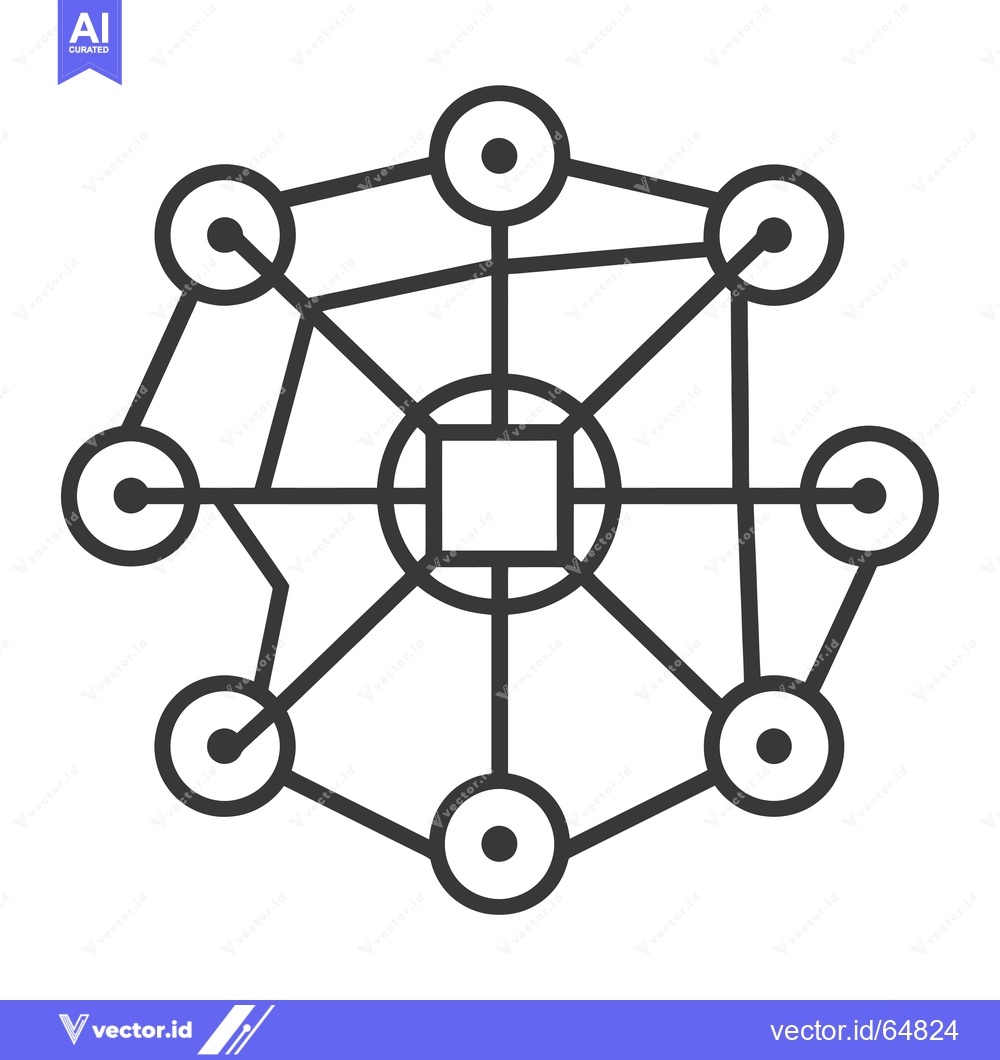 Premium Vector of Network with a Central Hub and Multiple Connected Nodes