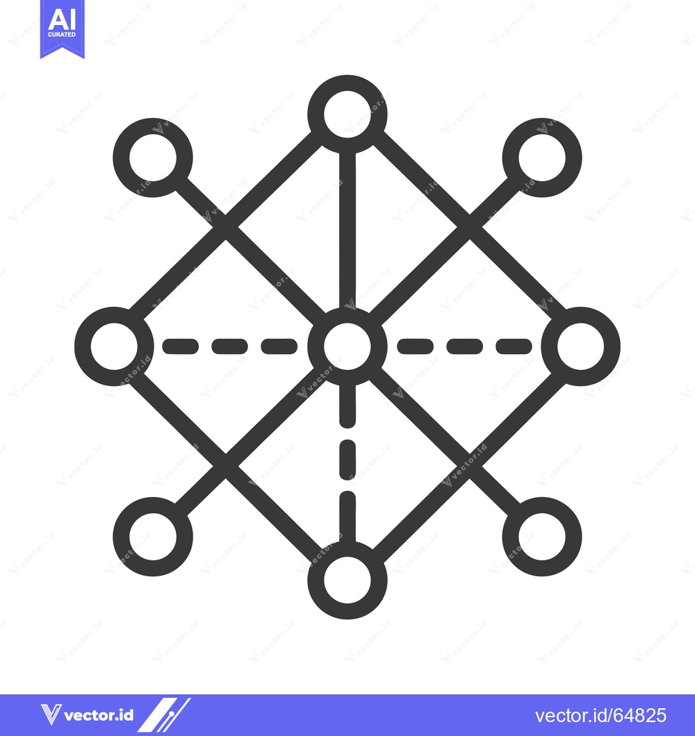 Premium Vector of Network with eight nodes connected in a diamond shape