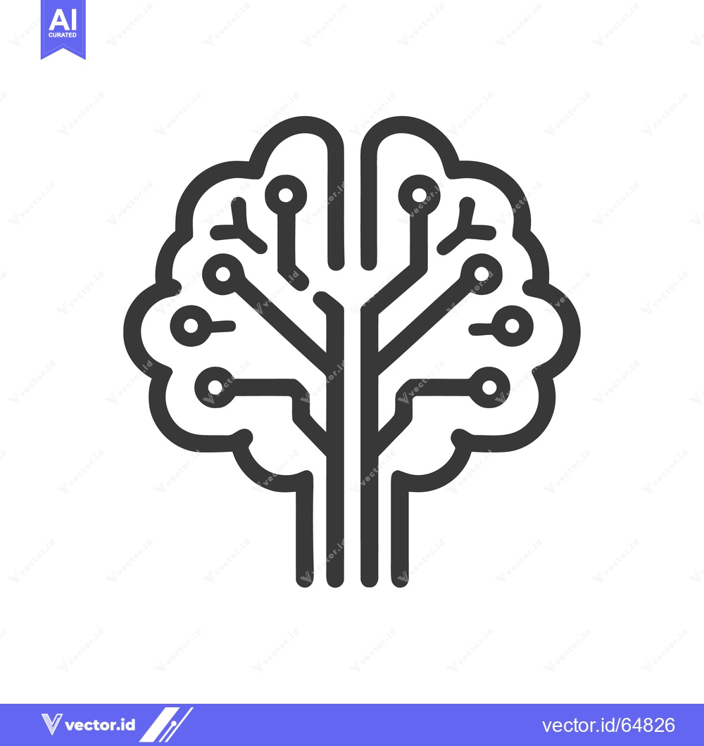 Premium Vector of Minimalist Brain Circuit Icon: Neural Network, Artificial Intelligence