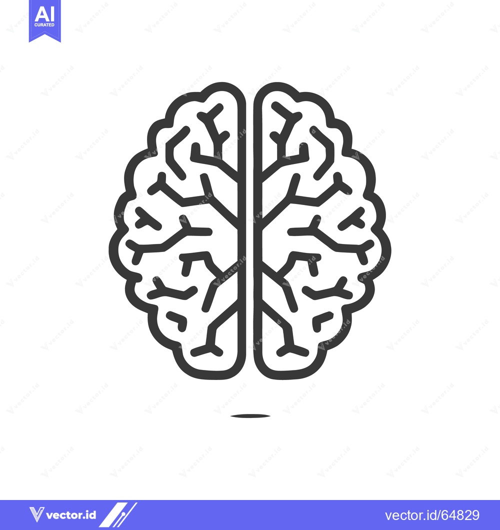 Premium Vector of Simplified Brain Icon: Anatomical Symbol with Neural Network Design