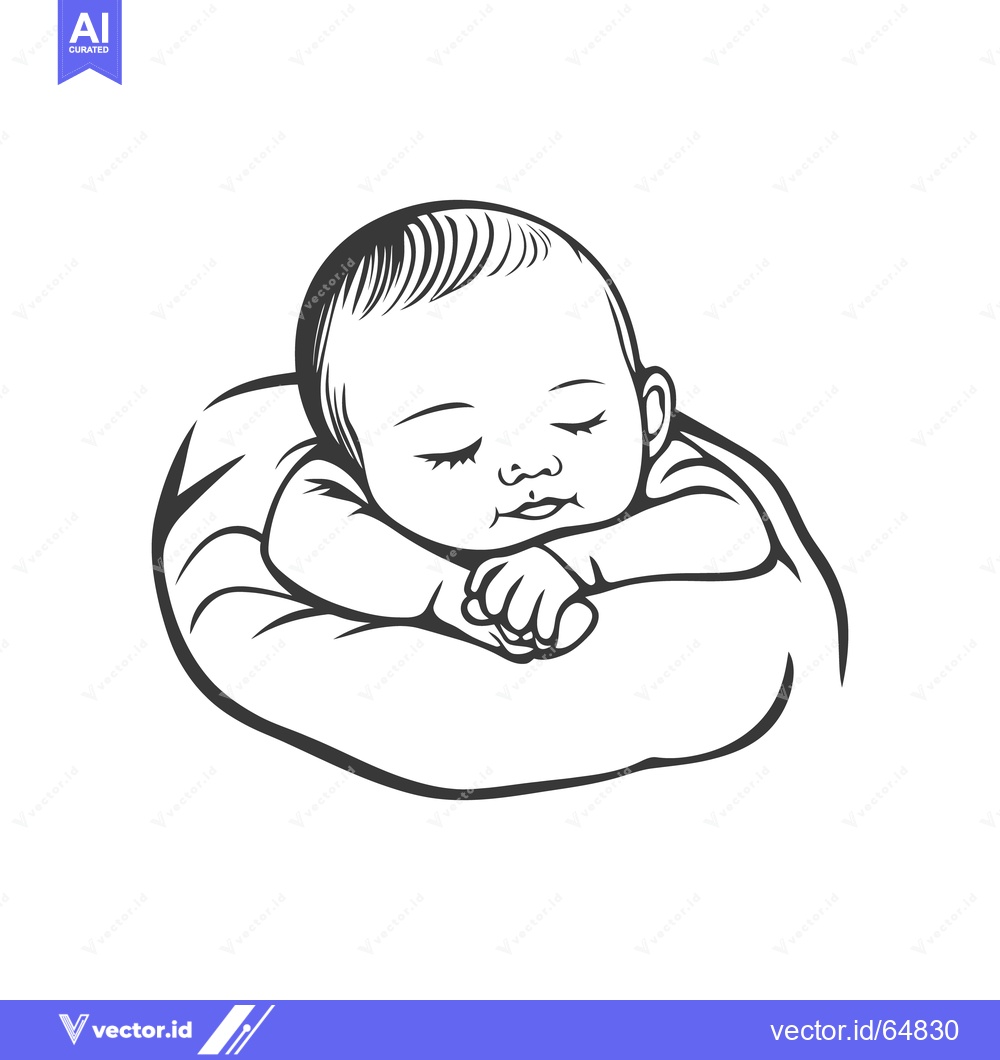 Premium Vector of A small infant sleeping soundly on a fluffy supportive pillow