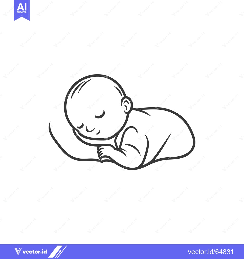 Premium Vector of A peaceful infant sleeping soundly on a soft pillow illustration