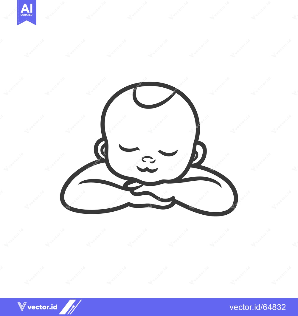 Premium Vector dari A simple line drawing of a peaceful baby resting calmly