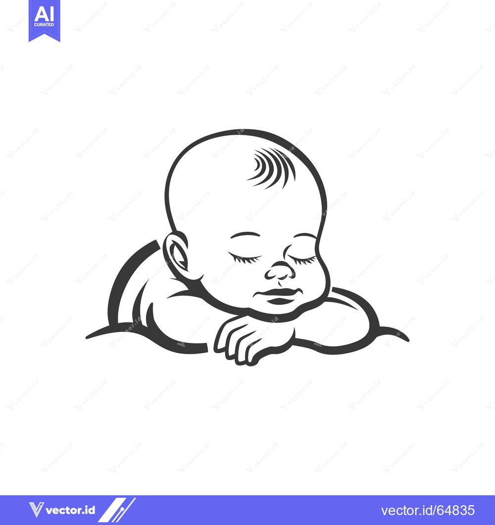 Premium Vector dari A cute sleeping baby rests peacefully on a surface