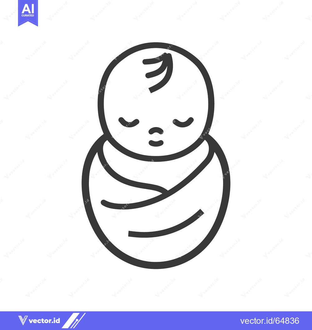 Premium Vector dari A simple line drawing of a peacefully sleeping infant