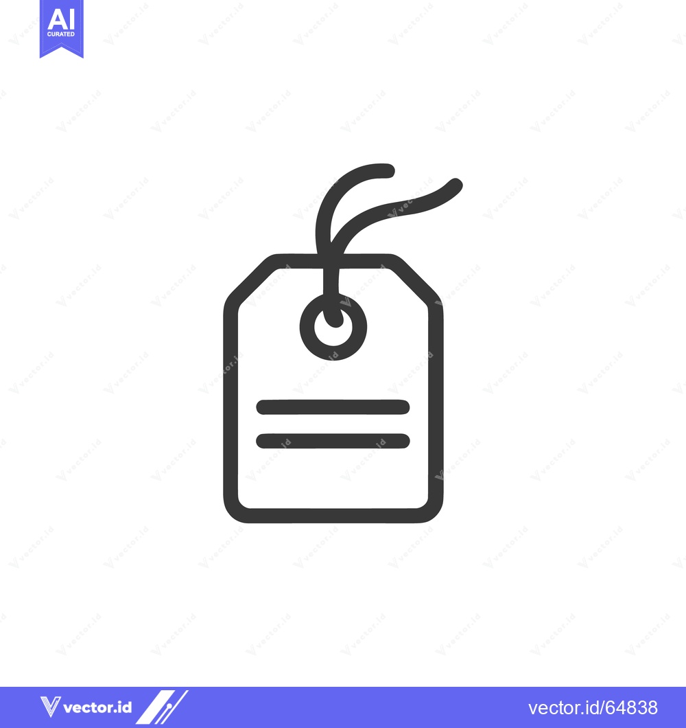 Premium Vector of Minimalist Price Tag Icon with String and Lines on White Background