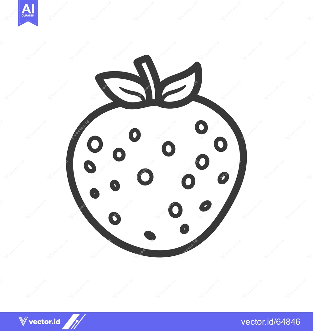Premium Vector dari A black and white illustration of a delicious strawberry fruit