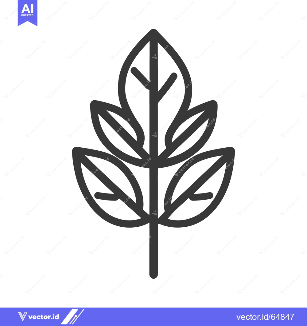 Premium Vector dari A simple black outline drawing of a stylized leaf design