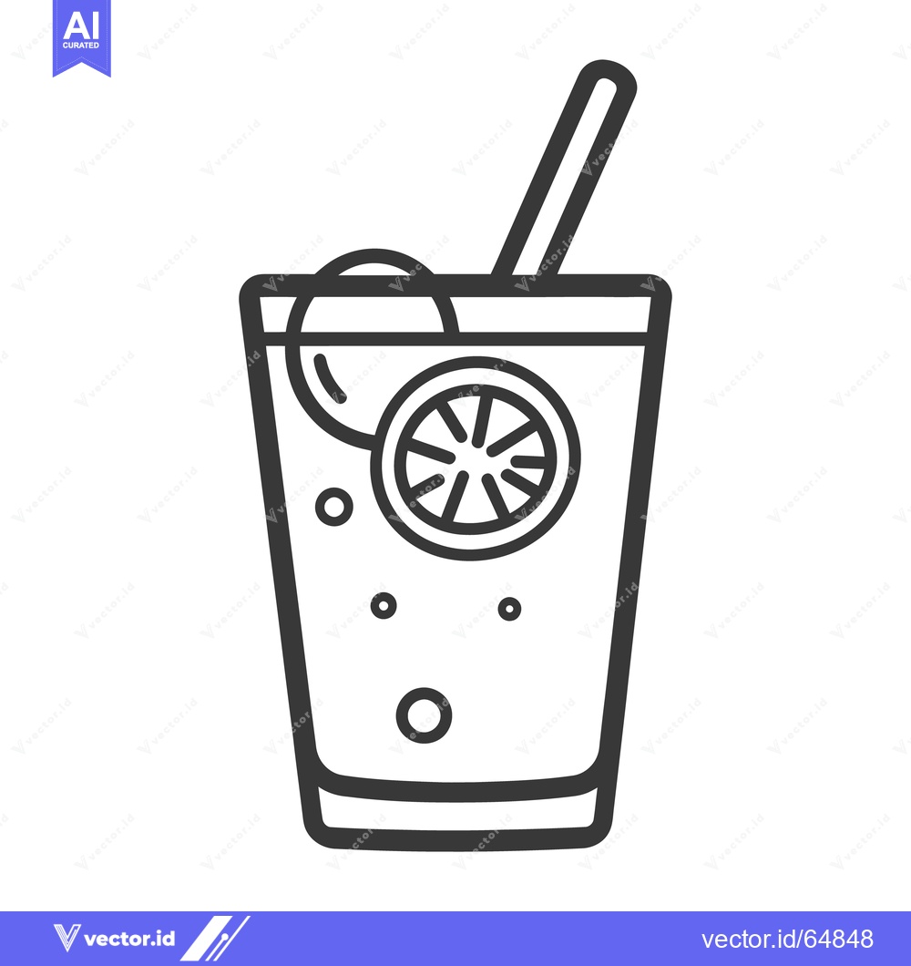 Premium Vector dari A graphic illustration of a refreshing drink with a slice of lemon