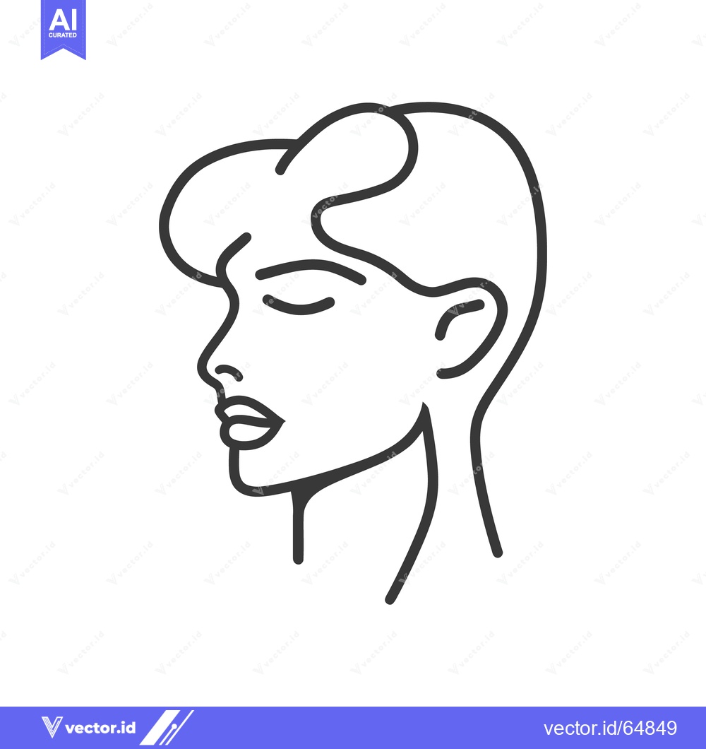 Premium Vector of Outline drawing of a woman with closed eyes and styled hair