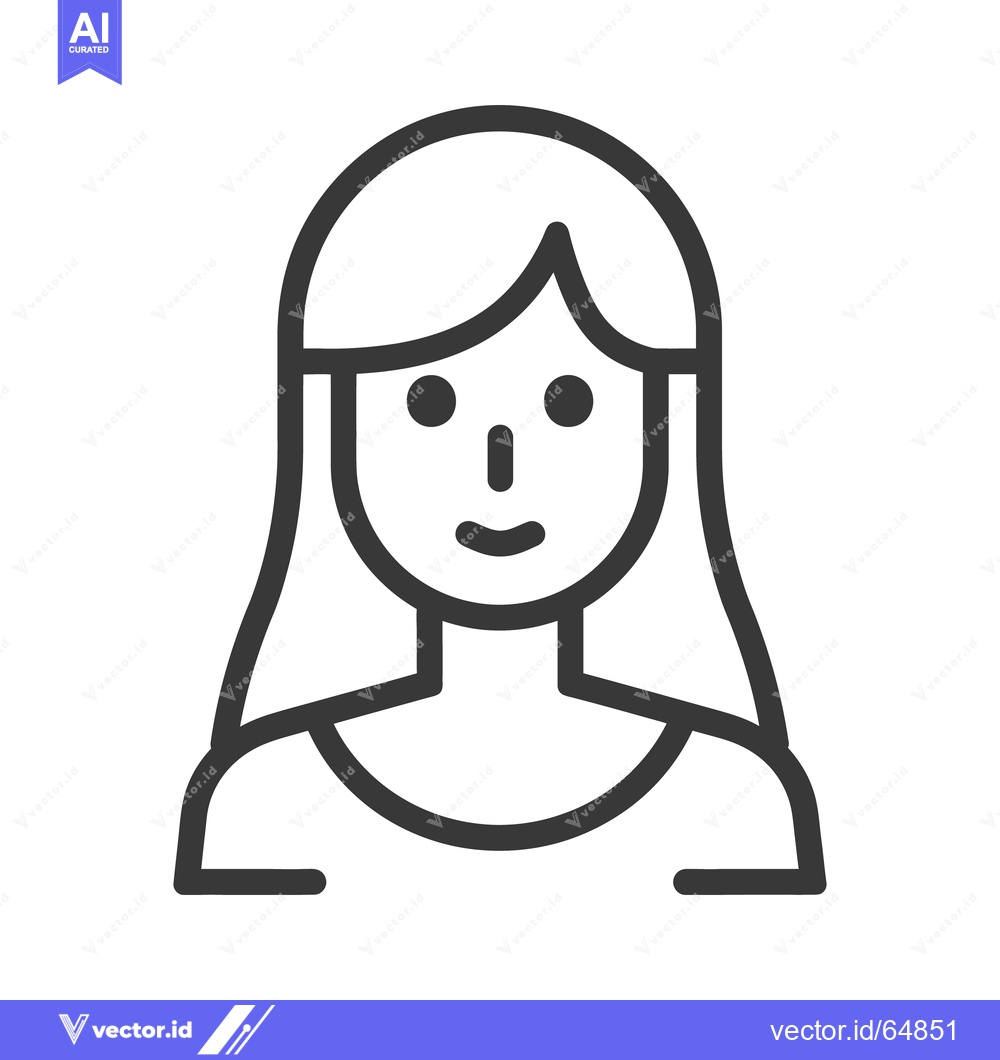 Premium Vector dari A simple illustration showing a woman facing forward with long hair