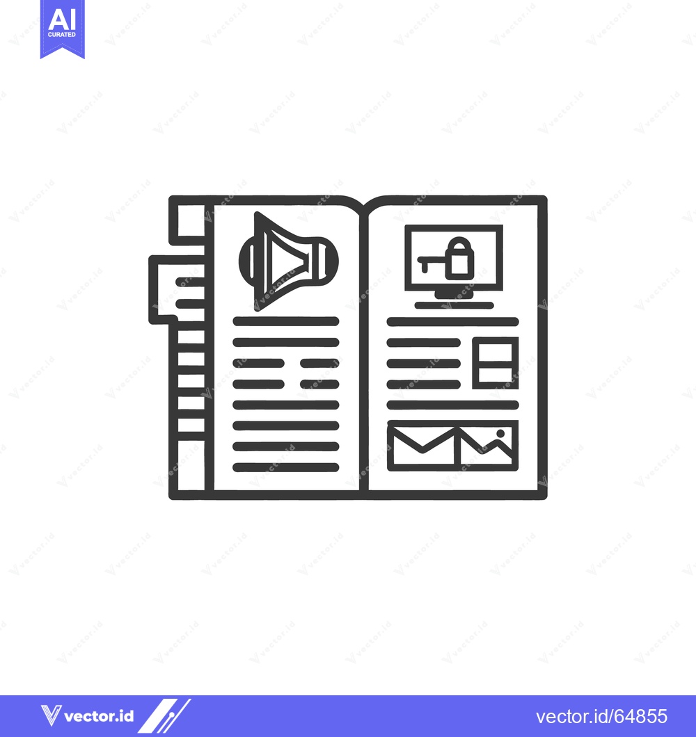 Premium Vector of An open booklet showing content with advertisement and digital element