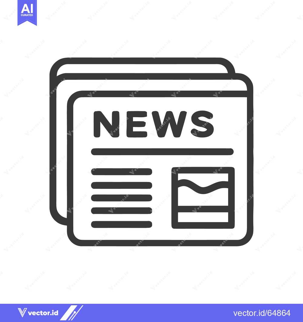 Premium Vector dari Minimalist News Icon: Stacked Newspaper with Headlines and Image