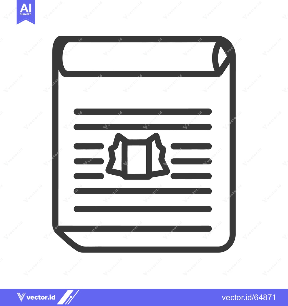 Premium Vector dari Detailed line drawing depicts a rolled paper document with emblem