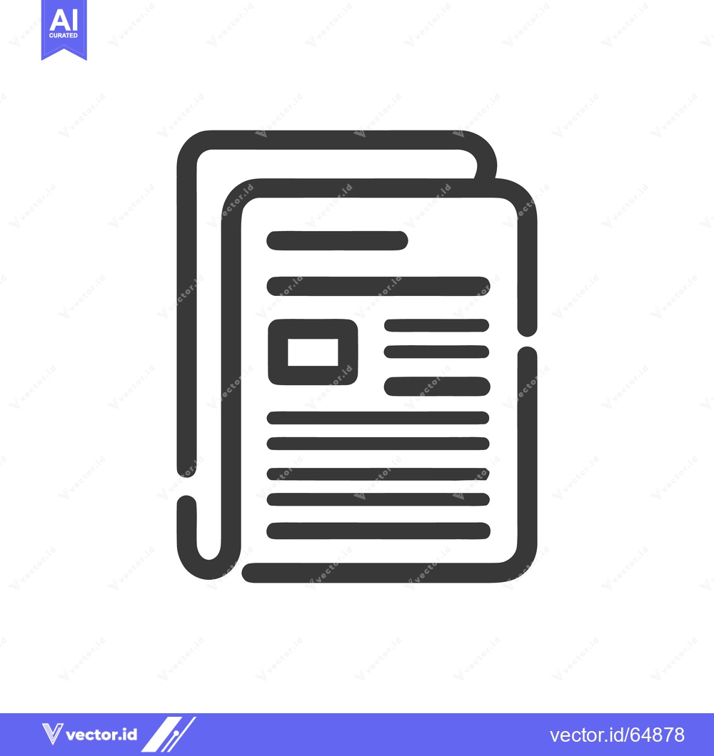 Premium Vector of Newspaper Icon: Stacked Pages with Text and Image Layout