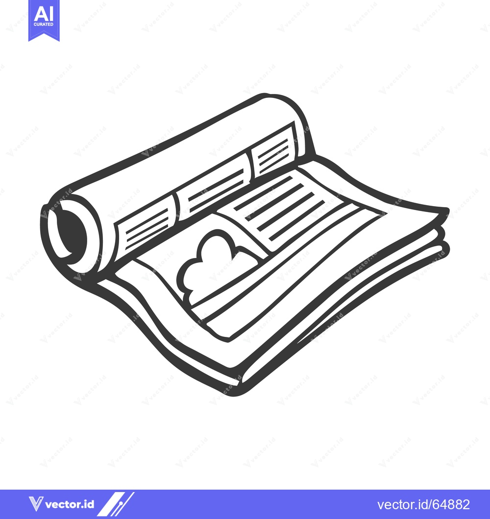 Premium Vector of A partially rolled newspaper with some visible printed content