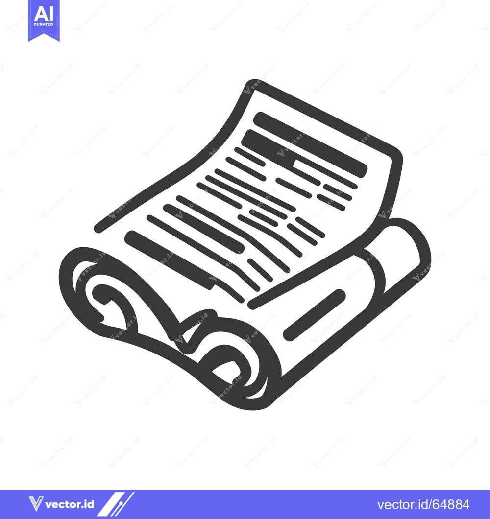 Premium Vector dari A rolled up newspaper with a partially open section is shown