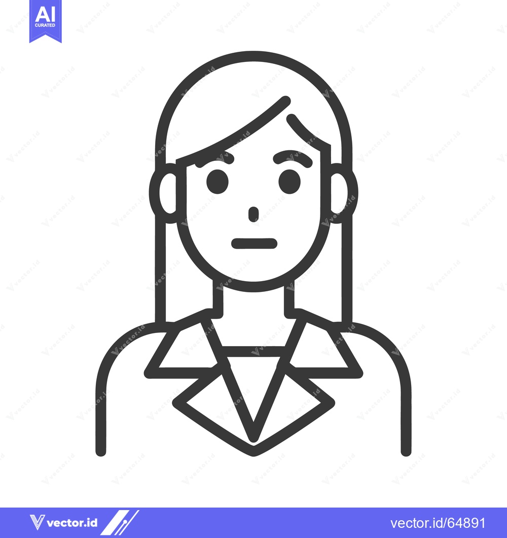 Premium Vector dari A simple line drawing of a woman with long hair