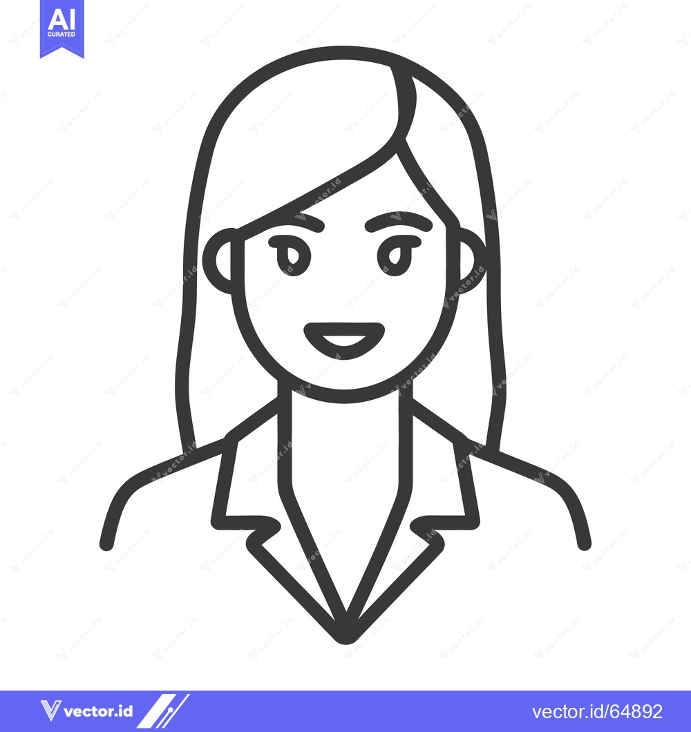 Premium Vector of A simple line drawing portrait of a smiling woman