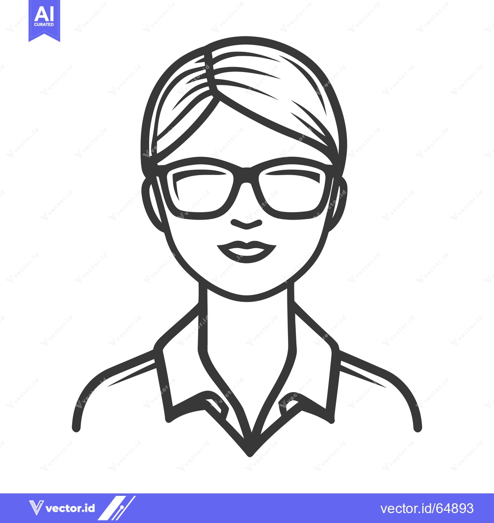 Premium Vector dari A detailed black and white illustration of a person wearing glasses