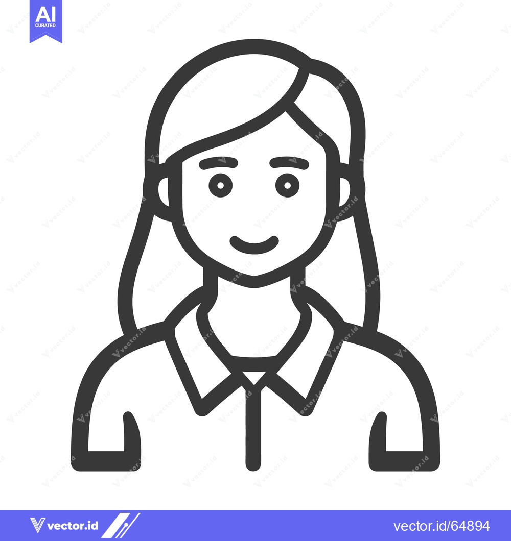 Premium Vector dari A simple outlined depiction of a smiling female figure