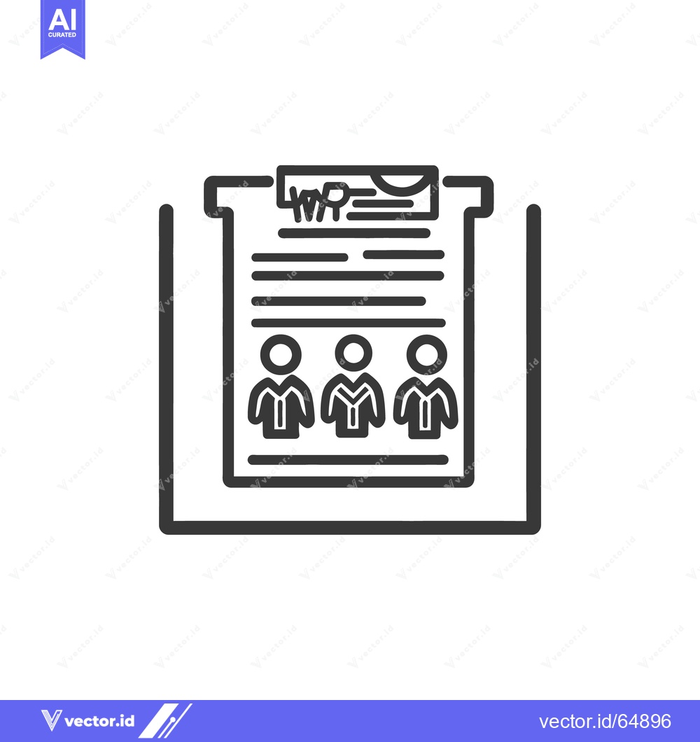 Premium Vector of A clipboard displays a document and three people in an office setting