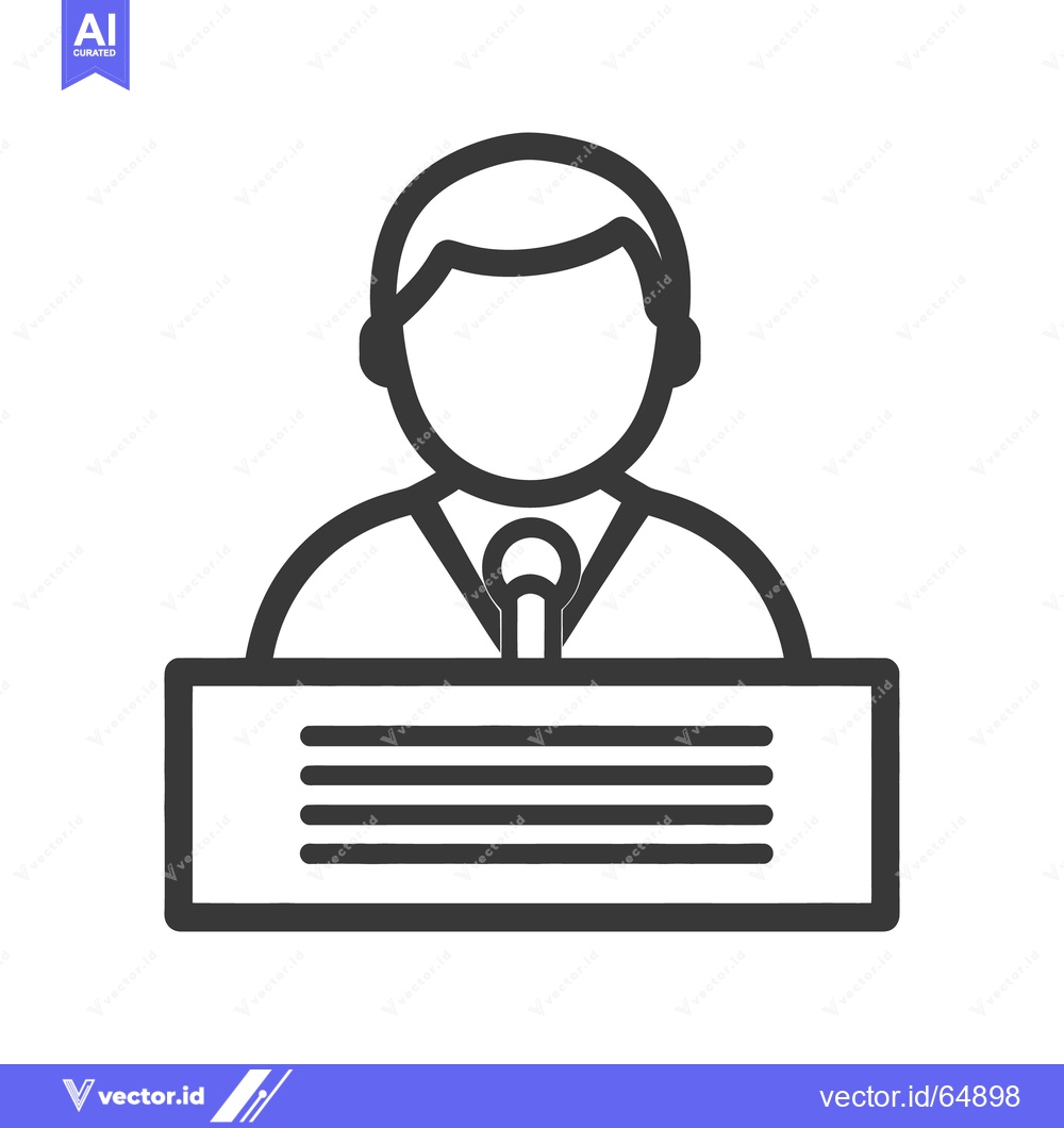 Premium Vector dari Simple line drawing showing a person speaking at a podium