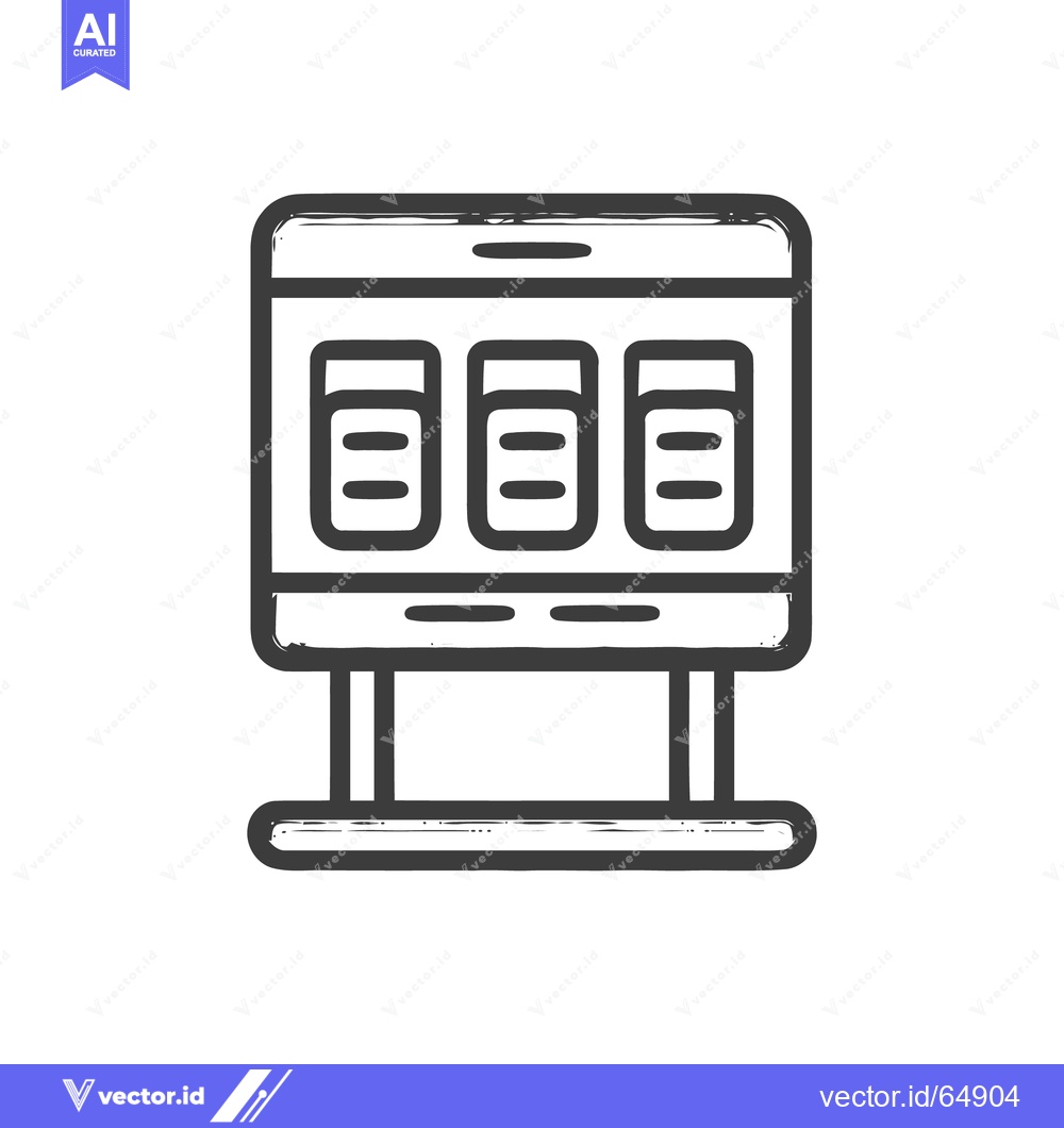 Premium Vector dari Vending Machine Icon: Stylized Outline with Three Product Slots