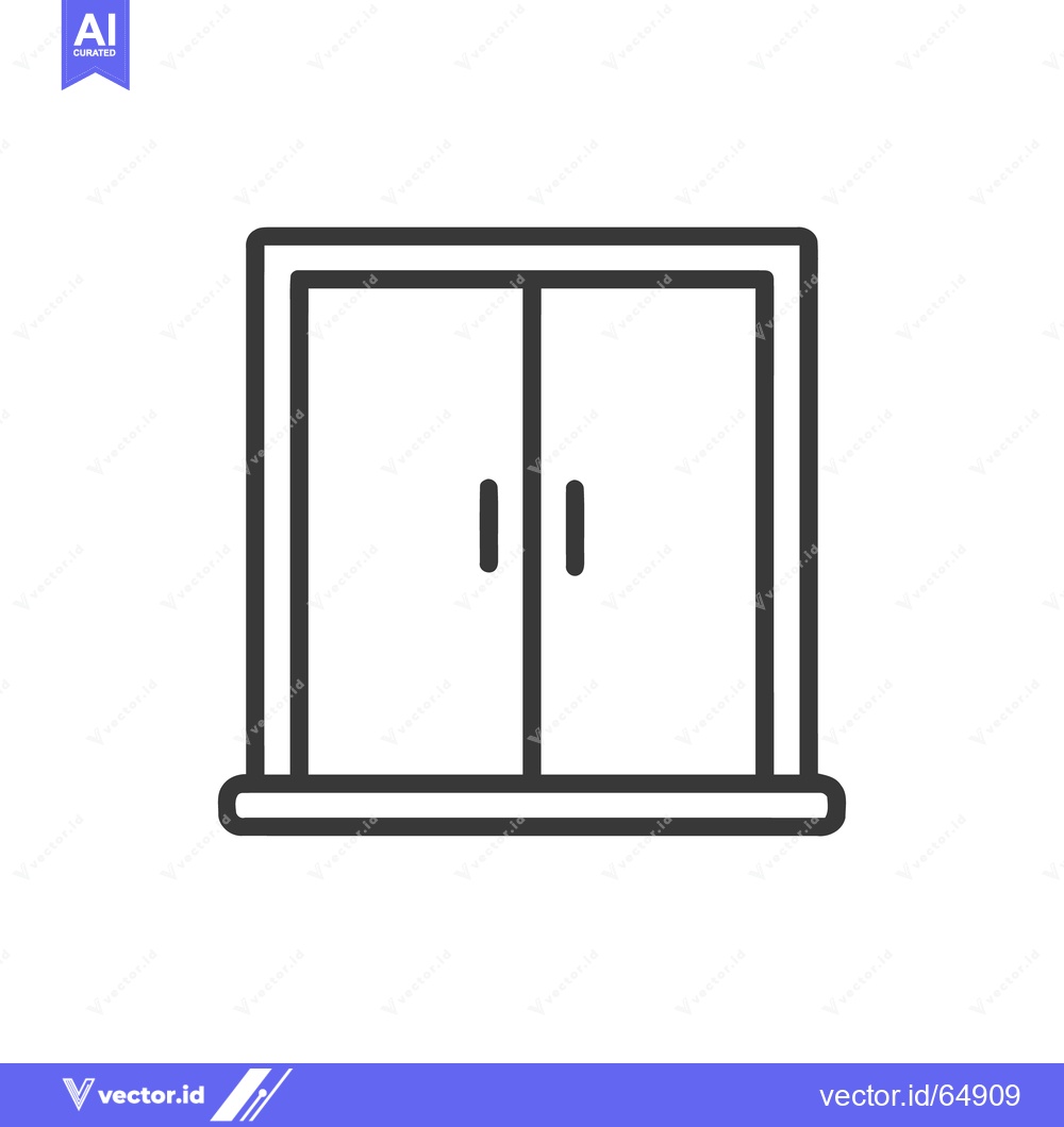 Premium Vector of Minimalist Double Door Icon: Simple, Clean Design with Handles