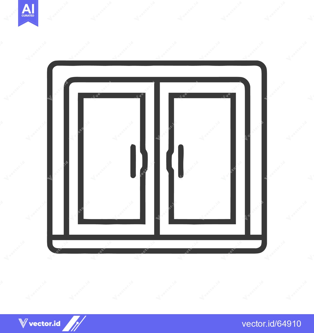 Premium Vector dari Minimalist Double Door Icon: Clean Line Art Illustration on White Back