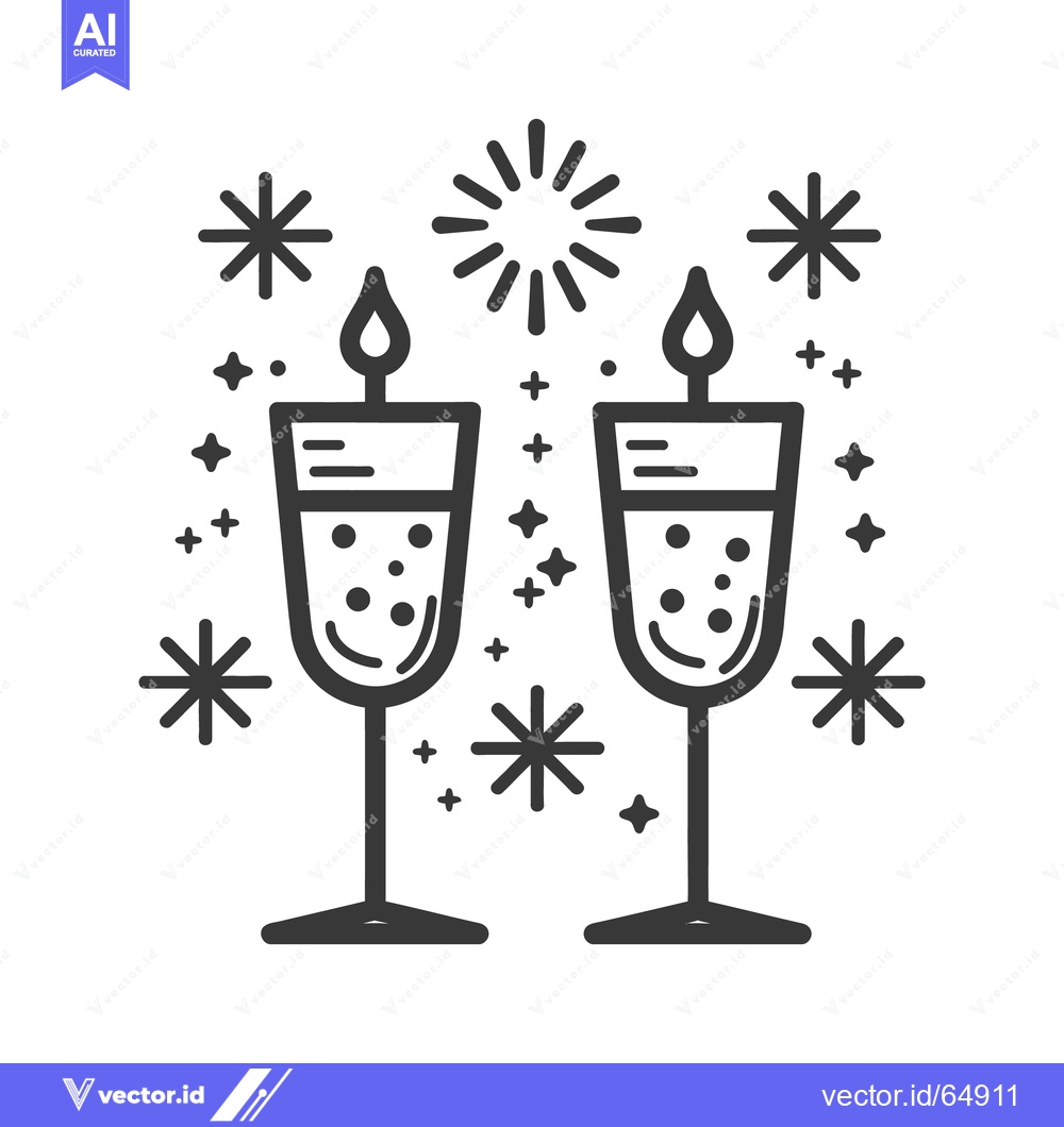 Premium Vector dari Two Champagne Glasses Celebrating A Festive Occasion With Sparkles