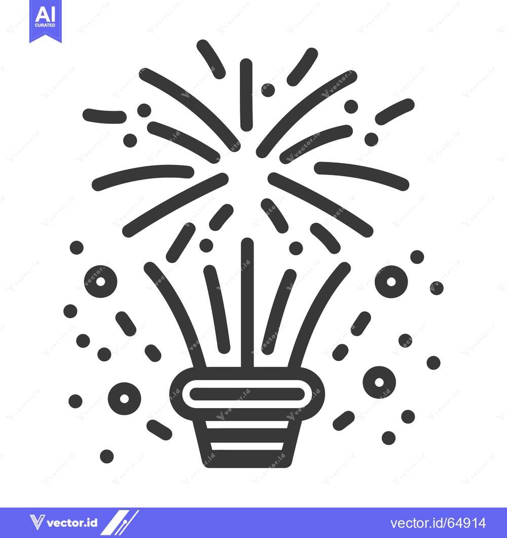 Premium Vector of A simple outlined illustration of colorful fireworks exploding upwards