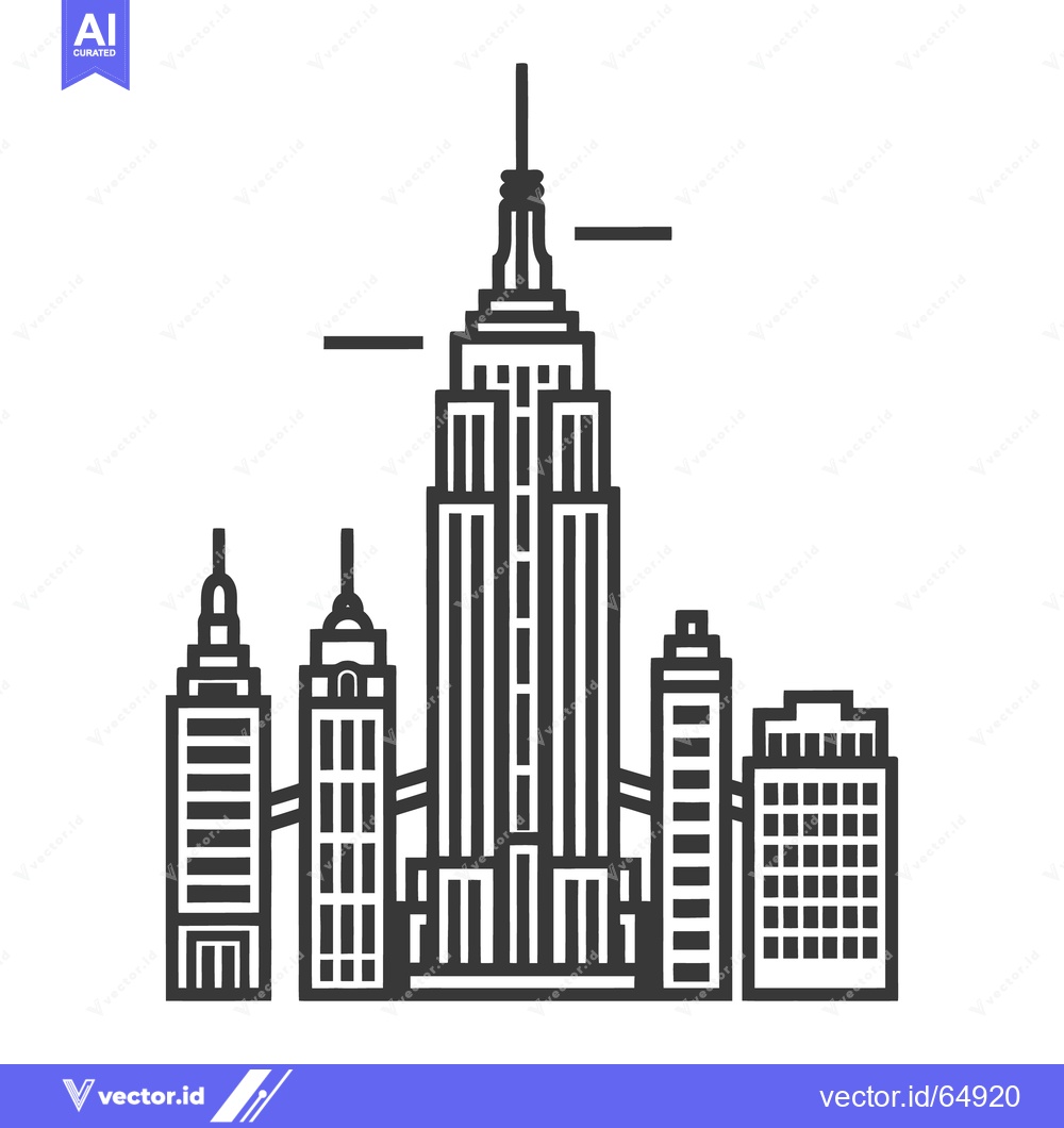 Premium Vector dari A stylized black and white representation of multiple city skyscrapers