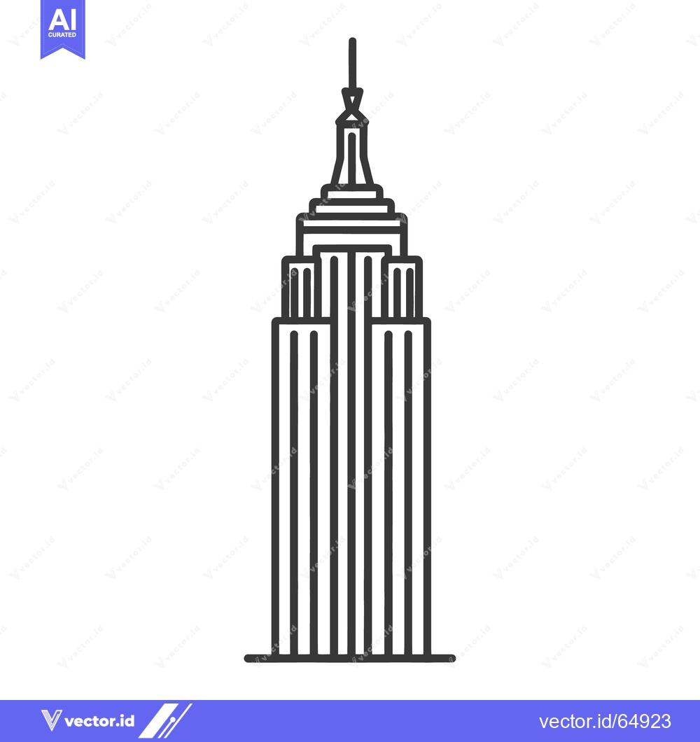 Premium Vector dari A minimalist drawing of a tall urban skyscraper building