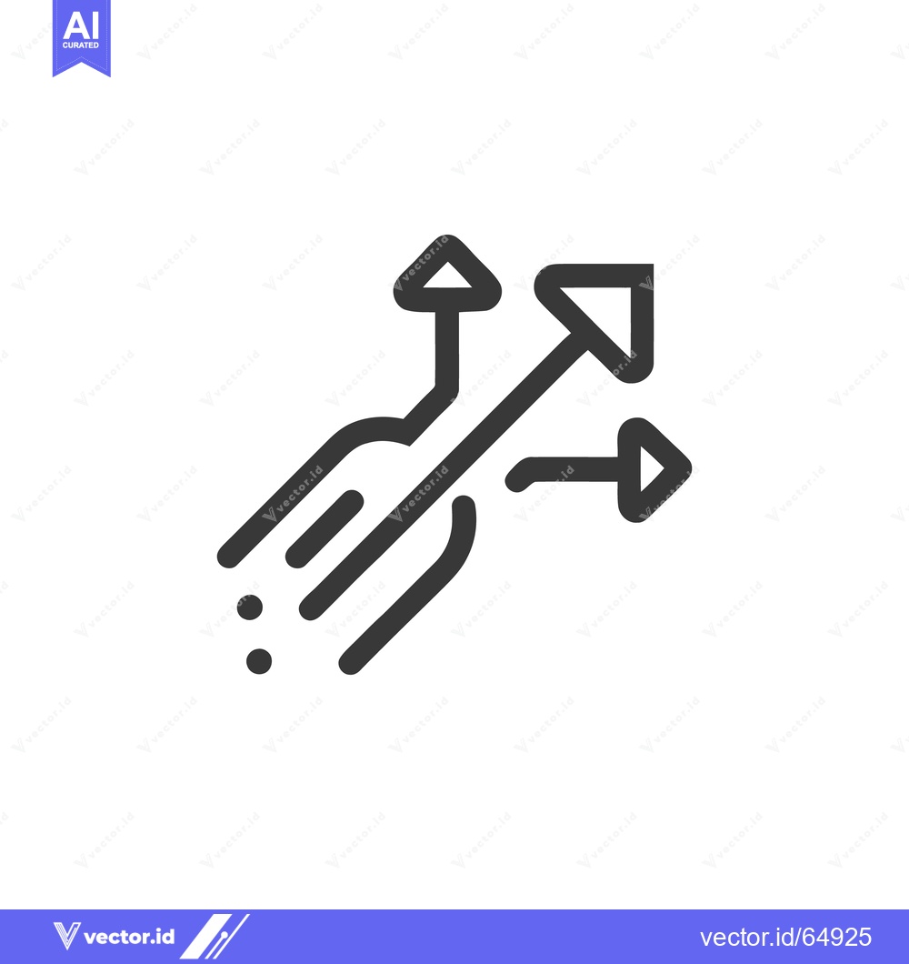 Premium Vector of Diverging Paths: Minimalist Arrow Icon Illustrating Multiple Direction