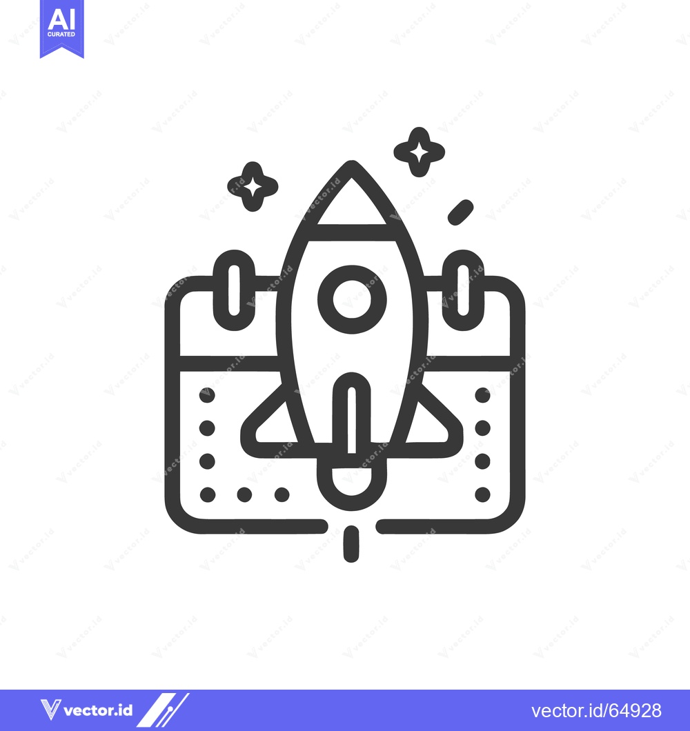 Premium Vector dari Rocket Launch Icon: Bold Line Art Symbolizing Innovation and Progress