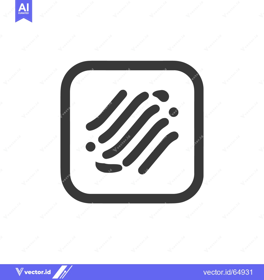 Premium Vector of Abstract Fingerprint Icon in Rounded Square Frame, Minimalist Design