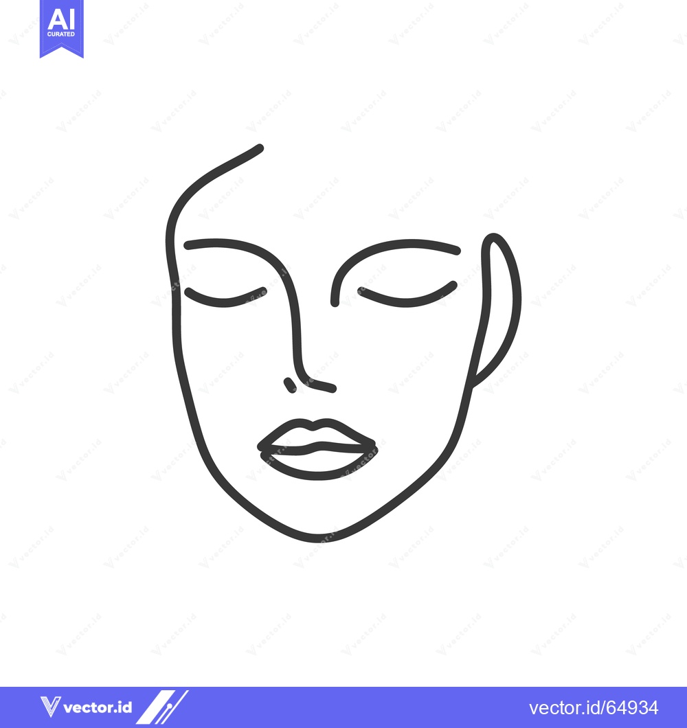 Premium Vector dari Simplified black and white line drawing of a human face