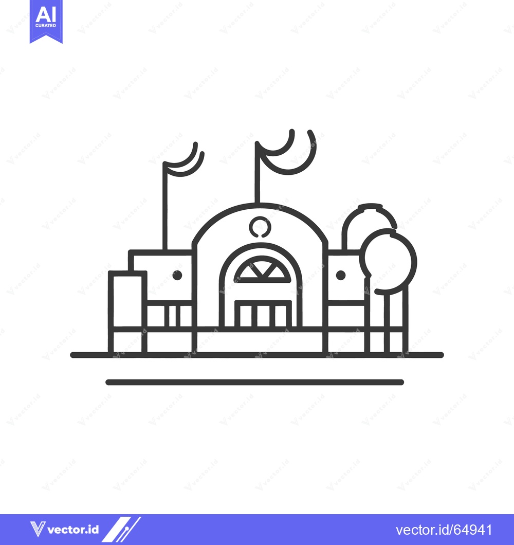 Premium Vector of A black and white line drawing depicting an outdoor building