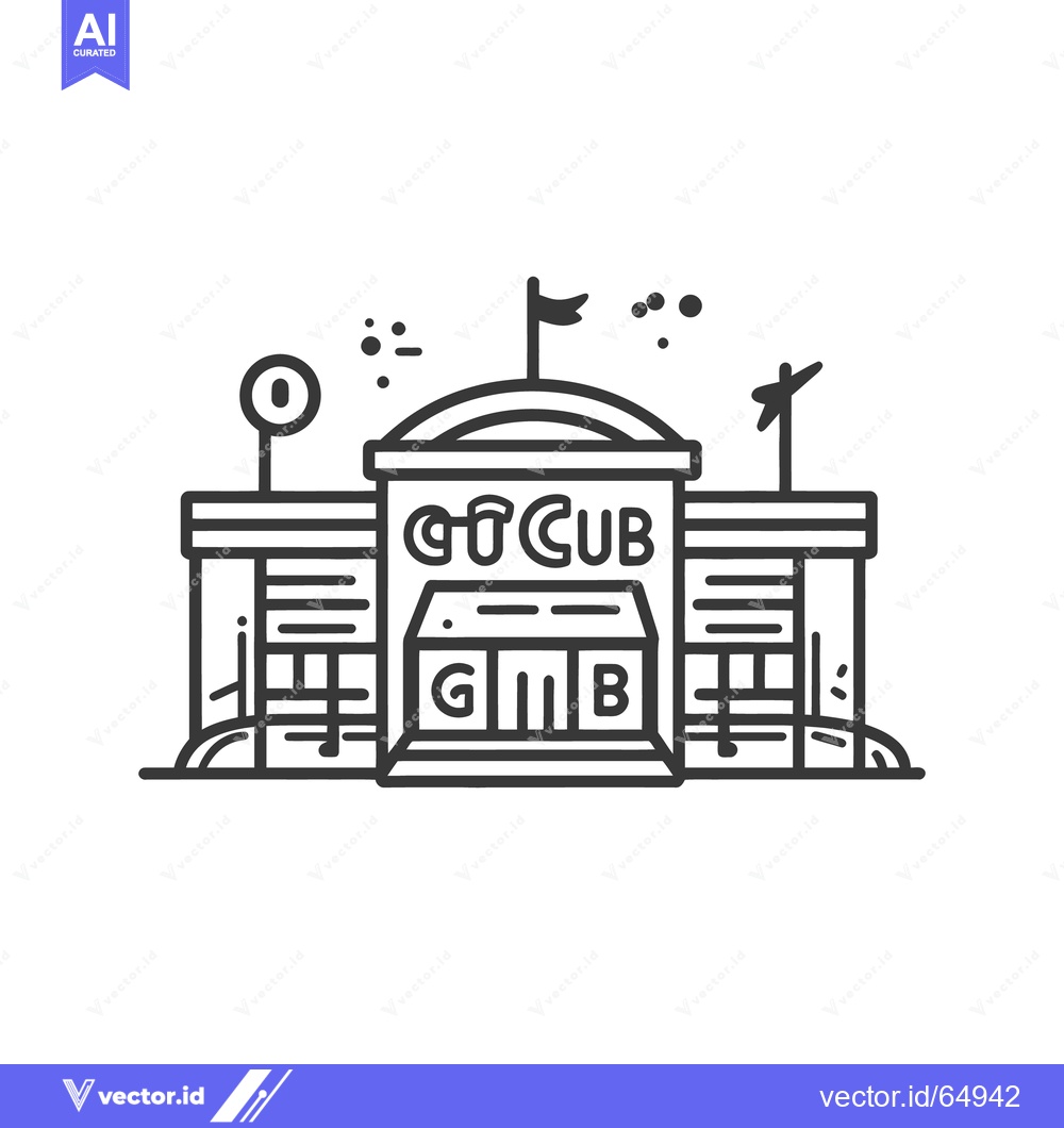 Premium Vector of A simplistic black and white illustration of a club building facade