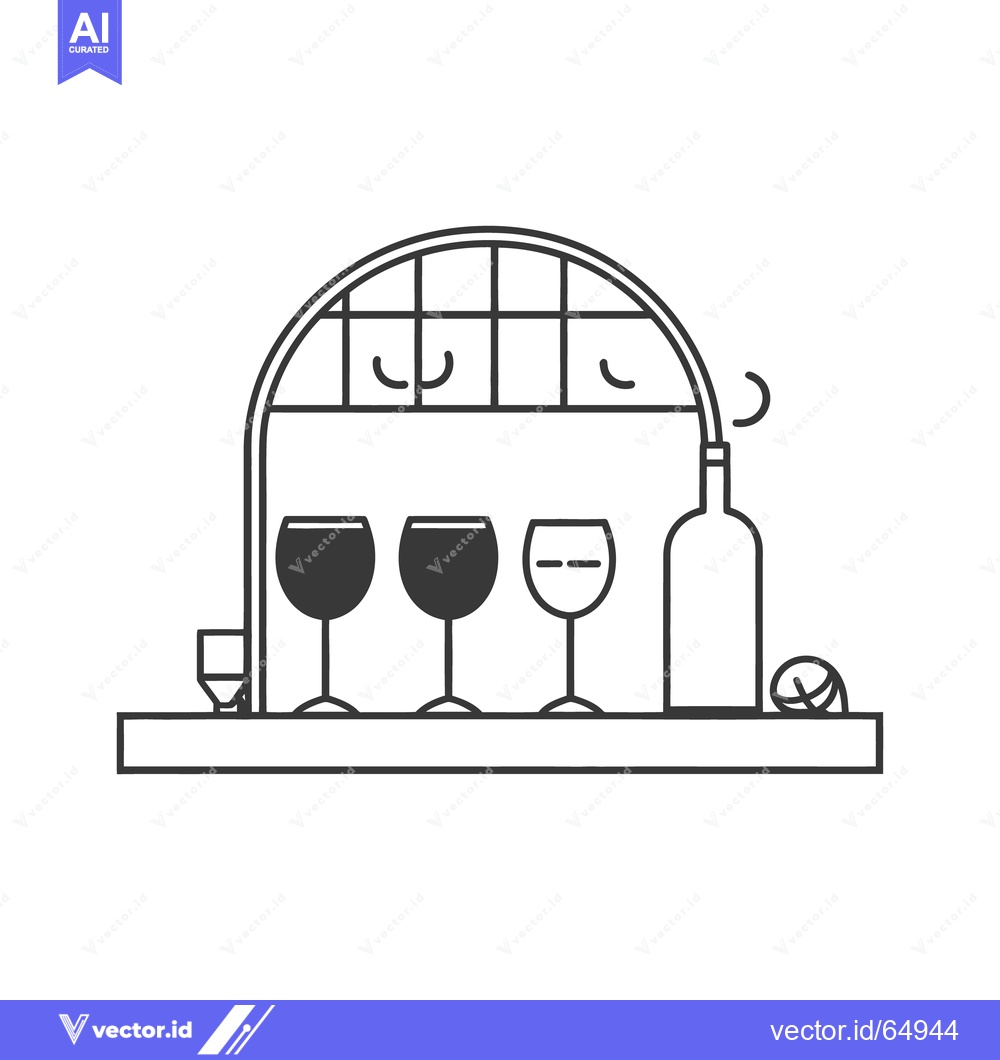 Premium Vector dari A minimalist line art image of wine glasses and a bottle