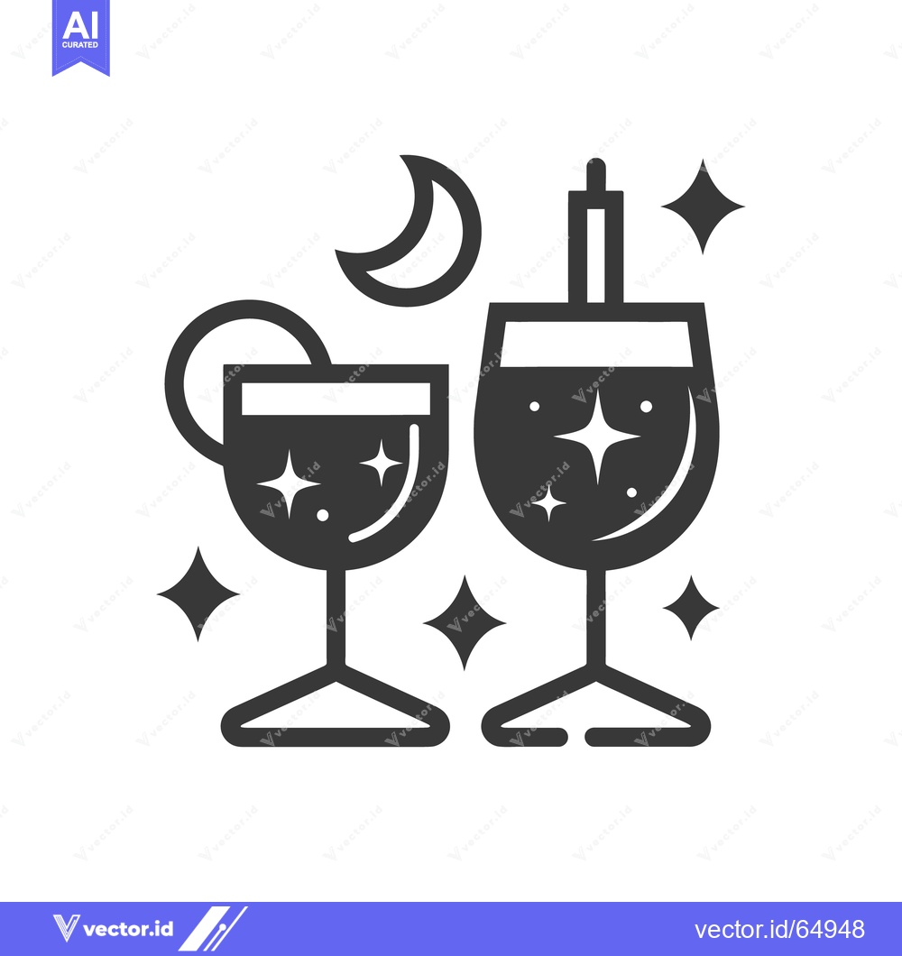 Premium Vector dari Two Elegant Cocktail Glasses Adorned With Stars And Moon